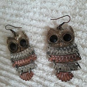 Vintage BOHO Dangling Owl Earrings